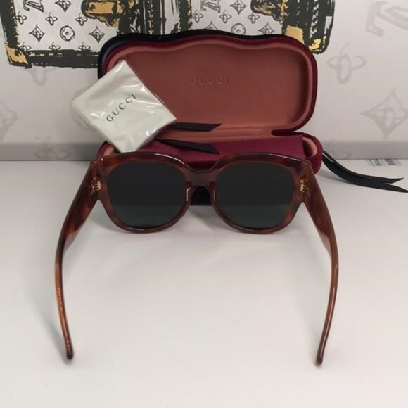 New Authentic Gucci Brown Sunglasses GG0142SA 002 - Picture 8 of 11